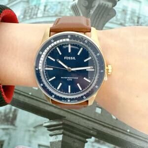 Fossil BQ2665 Scullivan Scolar-Powered Brown Leather Watch